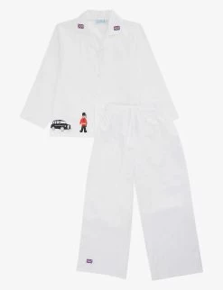 London-embroidered Cotton-poplin Pyjama Set