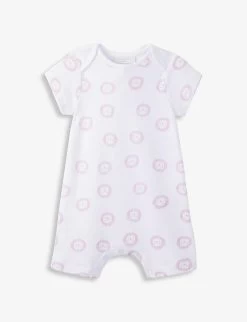 Lion-print Organic-cotton Short Sleepsuit Newborn-24 Months