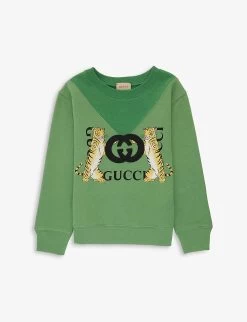 Gucci Tiger Graphic-print Cotton-jersey Sweatshirt 6-12 Years