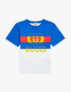 Gucci Colour-blocked Logo-print Cotton-jersey T-shirt 4-10 Years