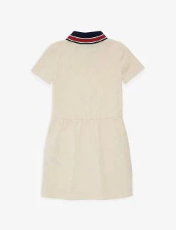 Gucci Contrast-collar Cotton-jersey Dress 4-12 Years -Kid Couture R04078871 WHITEMIX ALT02