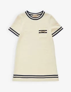 Gucci Striped-trim Horsebit-embellished Cotton Dress 4-12 Years