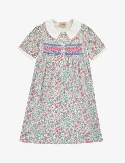 Gucci Floral-print Collared Cotton Dress 4-12 Years