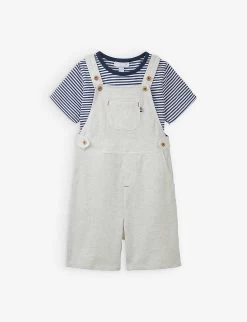 Stripe Cotton T-shirt And Dungaree Set 0-18 Months