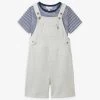 Stripe-print T-shirt And Piqué Cotton Dungaree Set 18 Months-6 Years