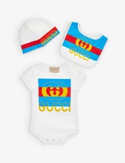 Gucci Stripe Logo Three-piece Cotton-jersey Gift Set 0-9 Months
