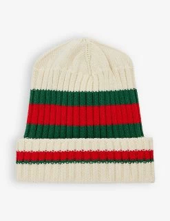 Gucci Striped-logo Cotton-knit Beanie Hat 12-24 Months