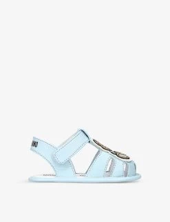 MOSCHINO Teddy Bear-patch Leather Sandals 0-6months