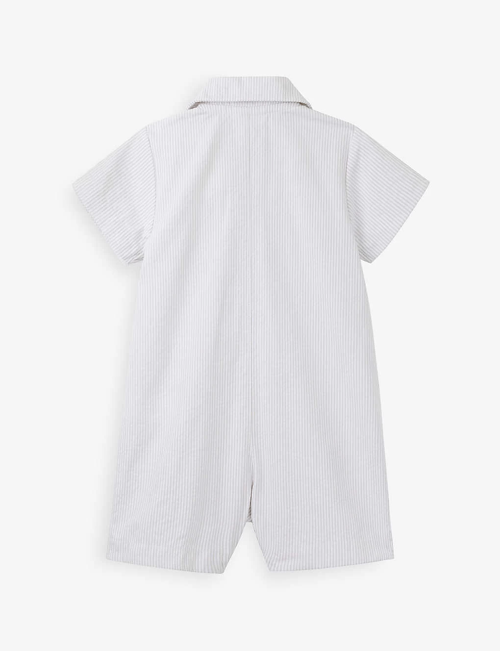 Elephant-embroidered Organic Cotton-seersucker Short Sleepsuit Newborn-24 Months 2 Elephant-embroidered Organic Cotton-seersucker Short Sleepsuit Newborn-24 Months - Image 2