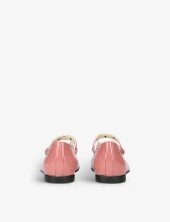 Gucci Ruby Crystal Logo-embellished Patent-leather Shoes 3-5 Years -Kid Couture R04086279 PINK ALT03