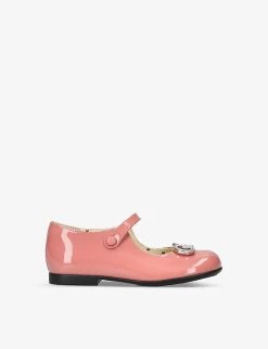 Gucci Ruby Crystal Logo-embellished Patent-leather Shoes 3-5 Years