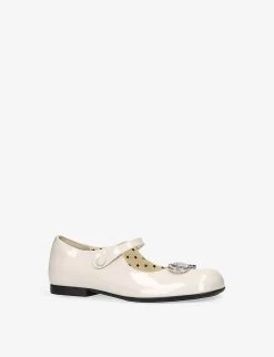 Gucci Ruby Crystal-embellished Patent-leather Loafers 4-8 Years -Kid Couture R04086282 CHAMPAGNE ALT02