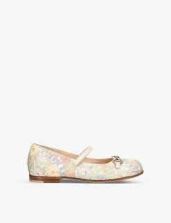 Gucci Aisha Floral-print Leather Shoes 4-8 Years