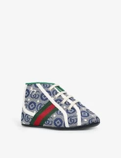 Gucci New Tennis Woven Shoes 0-12 Months -Kid Couture R04086296 BLUE ALT02