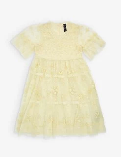 Floral-embroidered Lace Woven Dress 4-10 Years