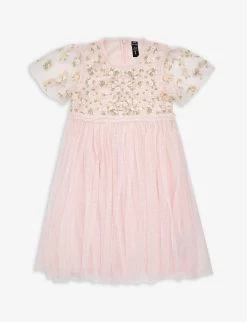 Floral-embroidered Woven Dress 4-10 Years