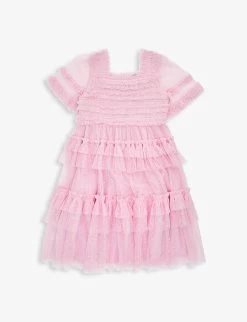 Peaches Ruffled Smocked Recycled-polyester Mini Dress 4-10 Years
