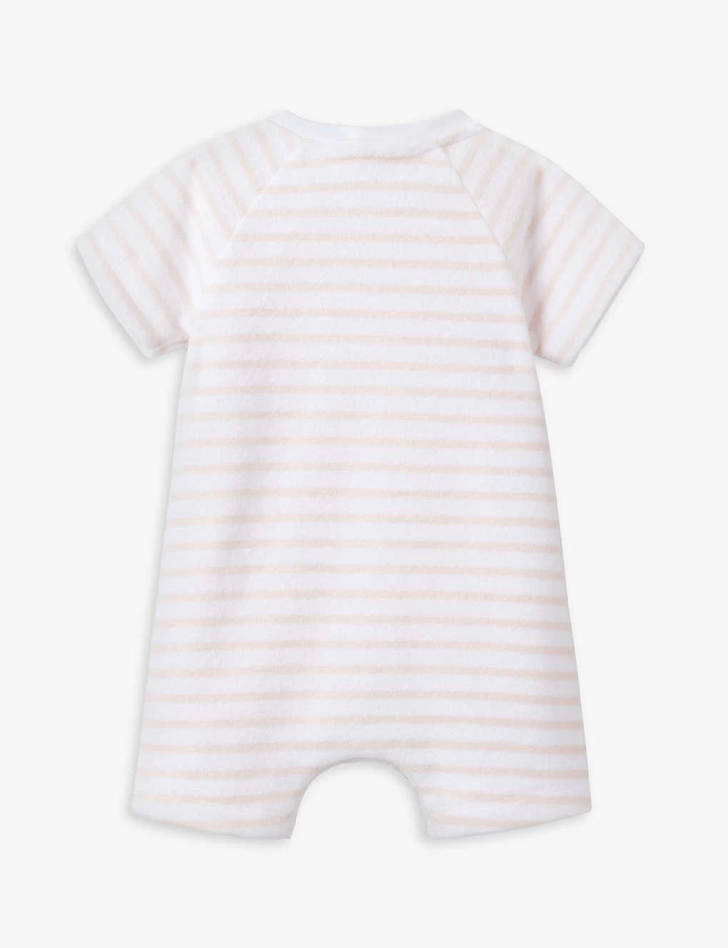 Flower-embroidered Stripe-print Cotton Romper 0-24 Months 2 Flower-embroidered Stripe-print Cotton Romper 0-24 Months - Image 2