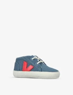 Veja Branded Organic-cotton Canvas Baby Shoes 0-6 Months -Kid Couture R04092063 NAVY ALT02