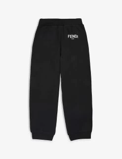 FENDI Logo Tapered Cotton-jersey Jogging Bottoms 4-12 Years -Kid Couture R04093209 BLACK ALT02