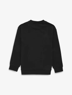 FENDI Logo Crewneck Cotton-jersey Sweatshirt 4-12 Years -Kid Couture R04093214 BLACK ALT02