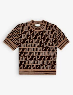 FENDI Zucca Monogram Stretch-knit T-shirt 10-12 Years