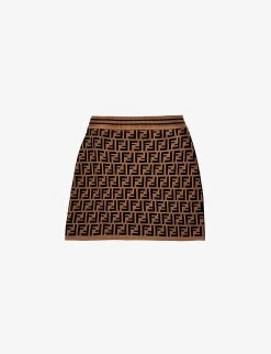 FENDI Zucca Logo-intarsia Knitted Skirt 10-12 Years 5 FENDI Zucca Logo-intarsia Knitted Skirt 10-12 Years -Kid Couture R04093242 ZUCCA ALT02