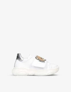 MOSCHINO Teddy Bear And Bee-patch Leather Trainers 6 Months-4 Years