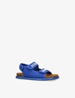 Dolce & Gabbana Embroidered-logo Stretch-polyamide Sandals 3-7 Years -Kid Couture R04097289 BLUE ALT02