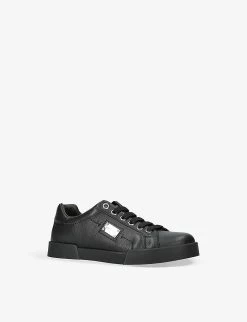 Dolce & Gabbana Brand-plaque Leather Low-top Trainers 3-10 Years -Kid Couture R04097295 BLACK ALT02