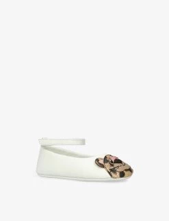 Dolce & Gabbana Leopard-face Leather Ballet Flats 0-1 Year -Kid Couture R04097300 WHITE ALT02