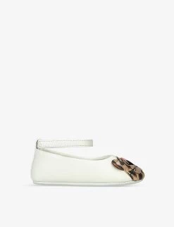 Dolce & Gabbana Leopard-face Leather Ballet Flats 0-1 Year