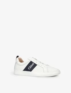 Chloé Logo-print Leather Trainers 9-10 Years -Kid Couture R04099216 WHITE ALT02