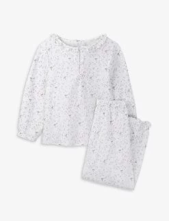 Floral Robin-print Frilled-trim Cotton Pyjamas 1-6 Years
