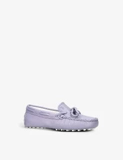 Laccetto Gommino Tie-front Leather Driving Shoes -Kid Couture R04107249 PURPLE ALT02
