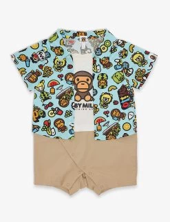 Milo Graphic-pattern Cotton Romper 6-18 Months