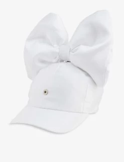 Bow-embellished Woven Baseball Cap