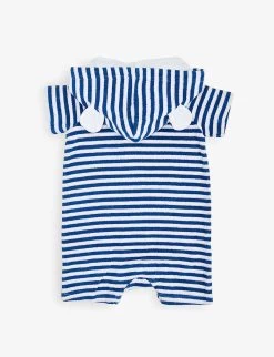 Hooded Striped Cotton-terry Baby Grow -Kid Couture R04115084 WHITEBLUE ALT02