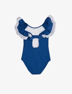 Ric Rac Frilled Stretch Recycled-polyester Swimsuit 3-14 Years -Kid Couture R04115473 BLUE ALT02