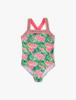 Jungle Leaf Stretch Recycled-polyester Swimsuit 3-14 Years