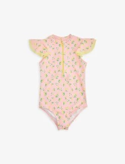 Lemon Blossom Stretch-recycled Polyester Surf Suit 3-14 Years