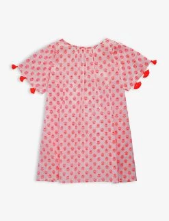 Graphic-print Tasselled Cotton Dress 3-14 Years 5 Graphic-print Tasselled Cotton Dress 3-14 Years -Kid Couture R04115484 PINK ALT02