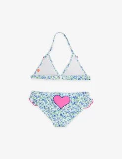 Floral-print Stretch Recycled-polyester Bikini Set 3-14 Years -Kid Couture R04115487 BLUE ALT02