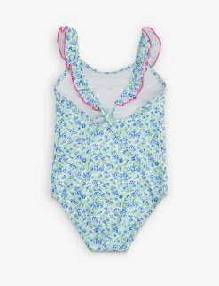Floral-print Stretch Recycled-polyester Swimsuit 3-14 Years -Kid Couture R04115488 BLUE ALT02