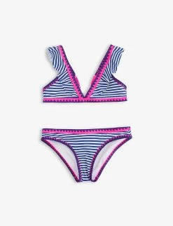 Striped Stretch Recycled-polyester Bikini Set 7-14 Years