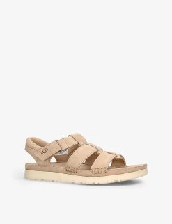 Ugg Goldenstar Logo-embossed Strappy Suede Sandals 6-9 Years -Kid Couture R04120206 CREAM ALT02