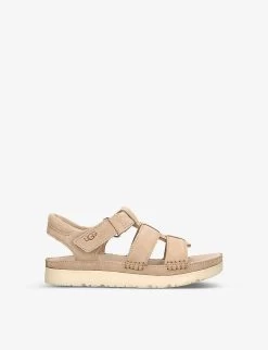 Ugg Goldenstar Logo-embossed Strappy Suede Sandals 6-9 Years