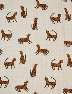 Liewood Lewis Animal-print Organic-cotton Muslin Cloths Pack Of Two -Kid Couture R04122026 LEOPARDSANDY ALT02