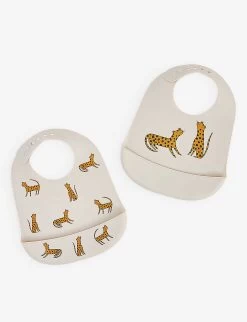 Liewood Tilda Tiger-print Silicone Bibs Pack Of Two -Kid Couture R04122030 LEOPARDSANDY ALT02