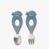 Liewood Stanley Dinosaur Rubber And Stainless-steel Cutlery Set